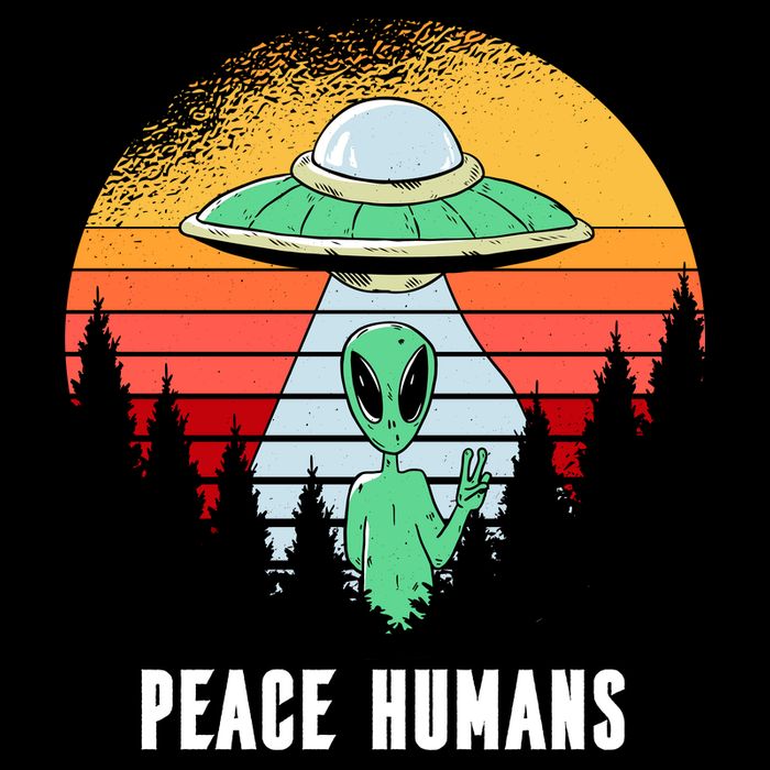 Alien Peace Humans Drawstring Bag