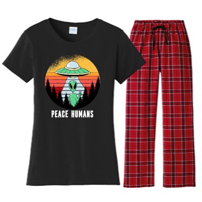 Alien Peace Humans Women's Flannel Pajama Set