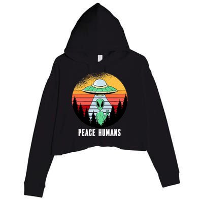 Alien Peace Humans Crop Fleece Hoodie