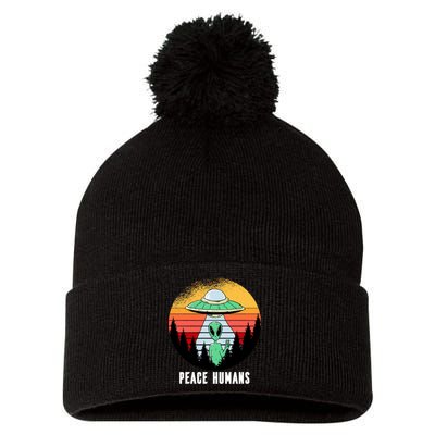 Alien Peace Humans Pom Pom 12in Knit Beanie