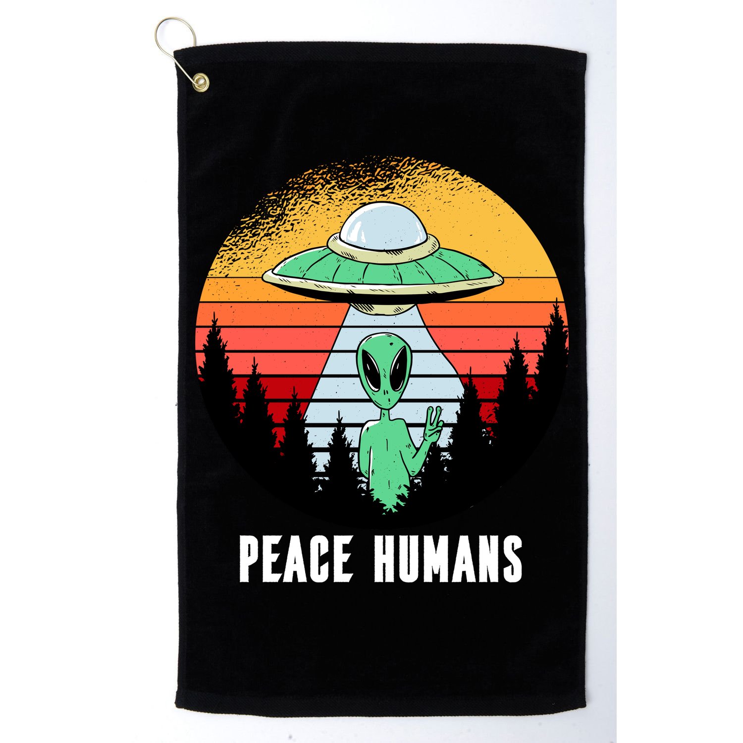 Alien Peace Humans Golf Towel