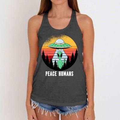 Alien Peace Humans Women's Knotted Racerback Tank