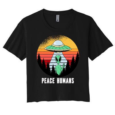 Alien Peace Humans Women's Crop Top Tee