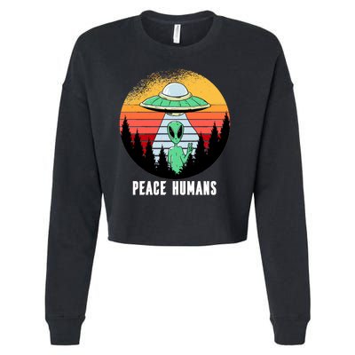 Alien Peace Humans Cropped Pullover Crew