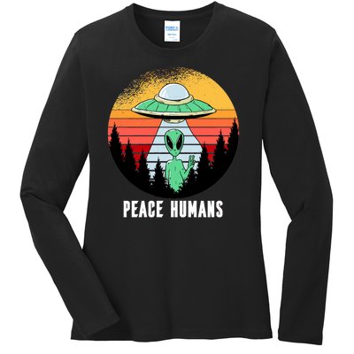 Alien Peace Humans Ladies Long Sleeve Shirt