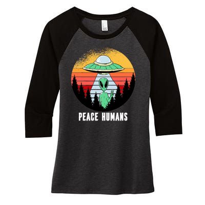 Alien Peace Humans Women's Tri-Blend 3/4-Sleeve Raglan Shirt