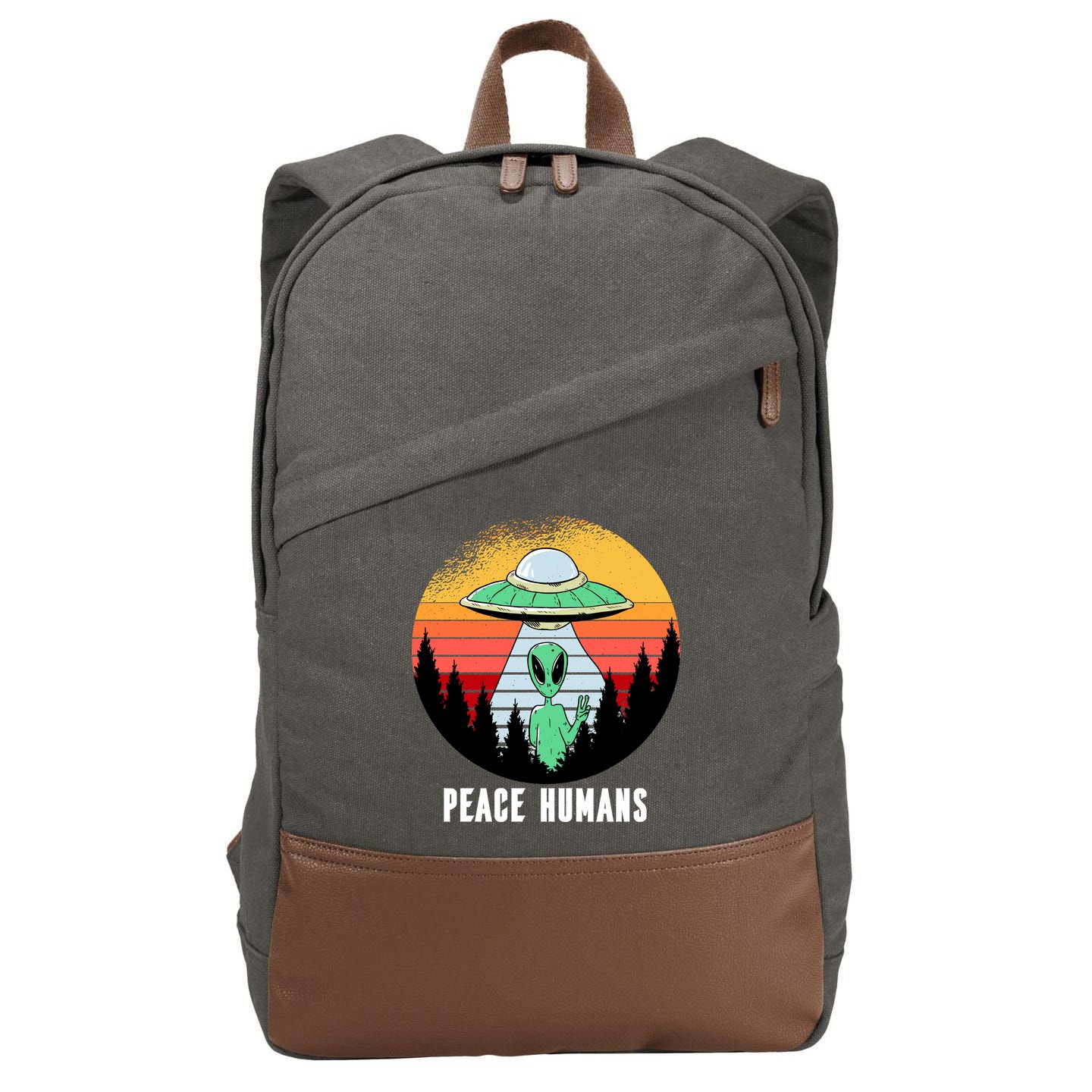 Alien Peace Humans Cotton Canvas Backpack
