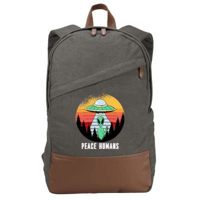 Alien Peace Humans Cotton Canvas Backpack