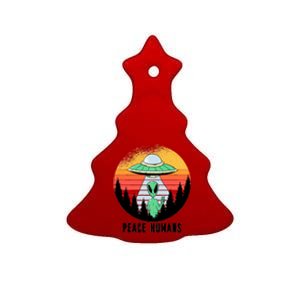 Alien Peace Humans Ceramic Tree Ornament