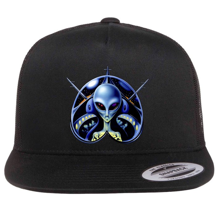 Alien Pilot Flat Bill Trucker Hat
