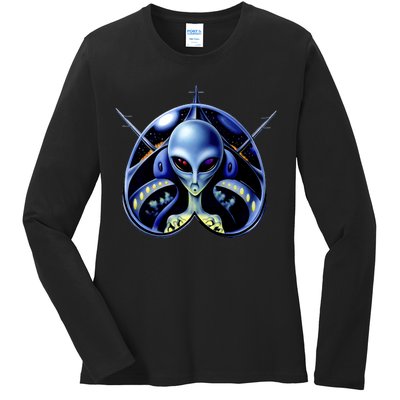 Alien Pilot Ladies Long Sleeve Shirt