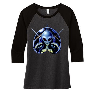 Alien Pilot Women's Tri-Blend 3/4-Sleeve Raglan Shirt