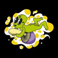 Alien Riding Mushroom City Backpack