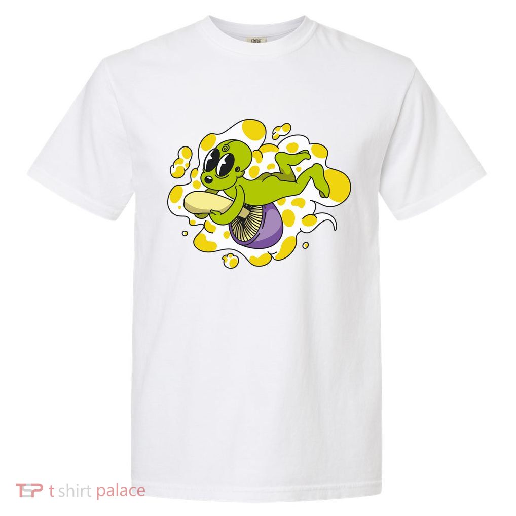 Alien Riding Mushroom Garment-Dyed Heavyweight T-Shirt