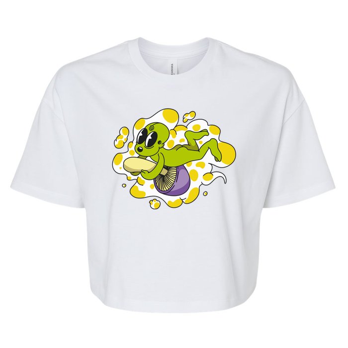 Alien Riding Mushroom Bella+Canvas Jersey Crop Tee