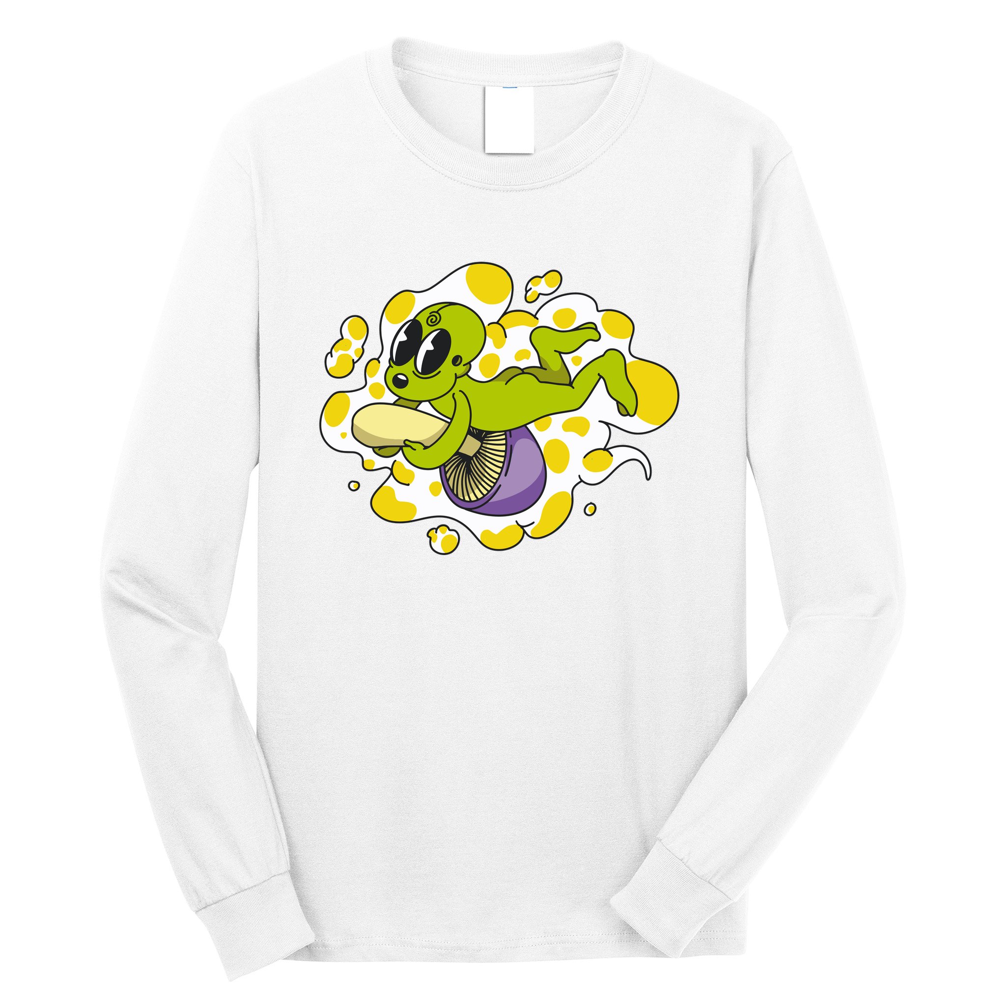Alien Riding Mushroom Long Sleeve Shirt