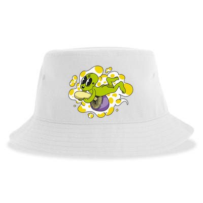 Alien Riding Mushroom Sustainable Bucket Hat