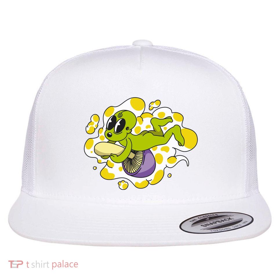 Alien Riding Mushroom Flatbill Hat