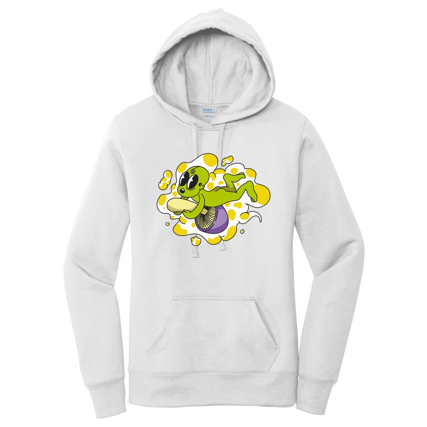Alien Riding Mushroom Women's Pullover Hoodie