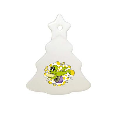 Alien Riding Mushroom Ceramic Tree Ornament