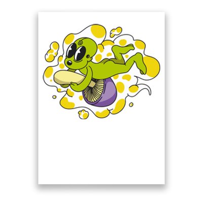 Alien Riding Mushroom Poster