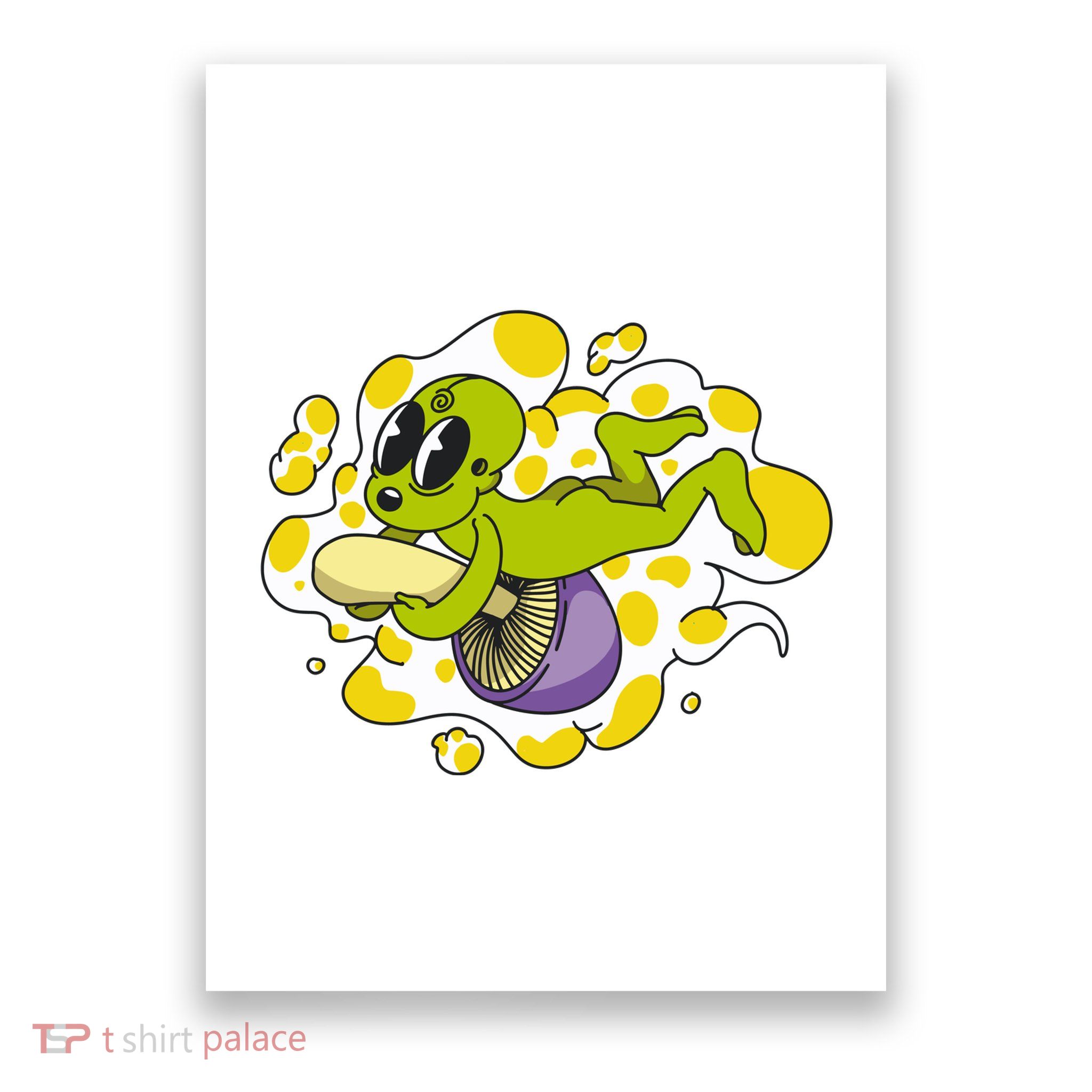 Alien Riding Mushroom Poster