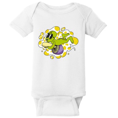 Alien Riding Mushroom Baby Bodysuit