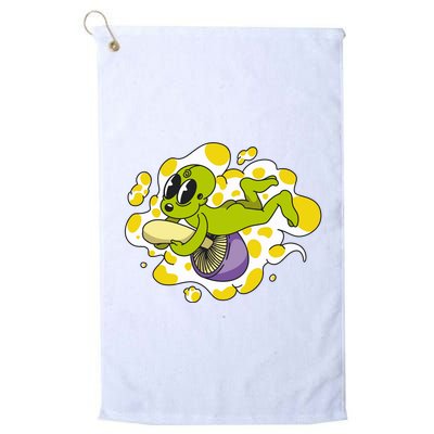 Alien Riding Mushroom Golf Towel