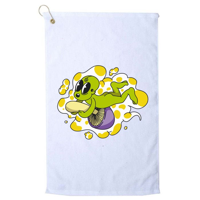 Alien Riding Mushroom Golf Towel