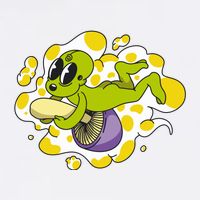 Alien Riding Mushroom Golf Towel