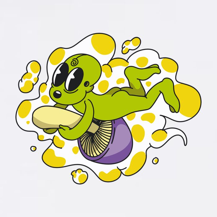 Alien Riding Mushroom Golf Towel