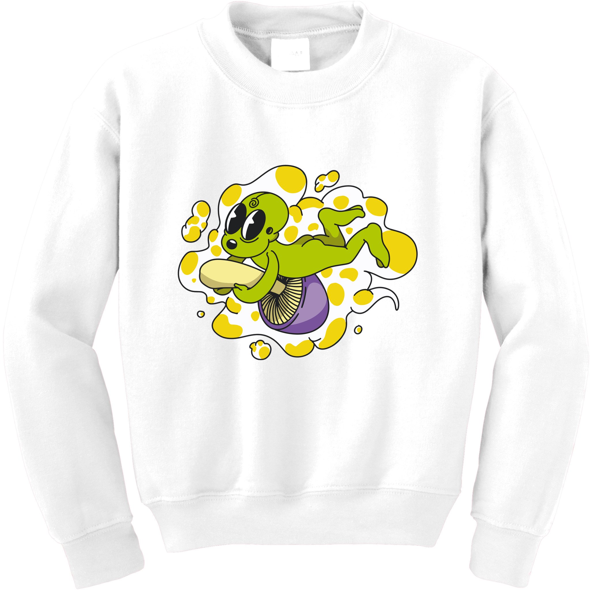 Alien Riding Mushroom Kids Sweatshirt