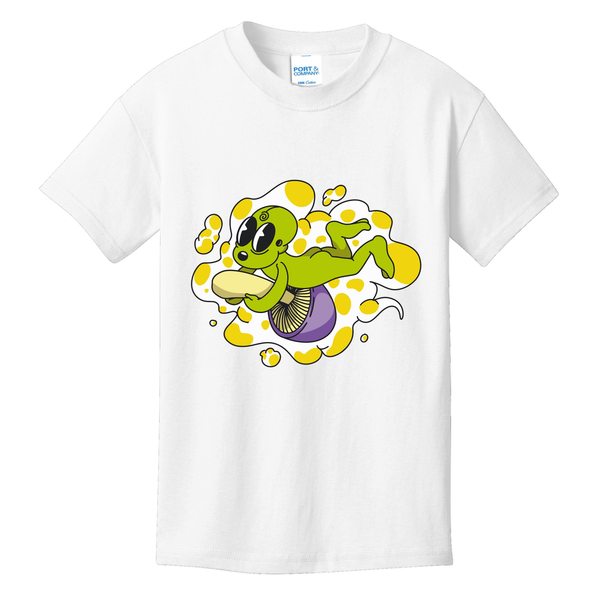 Alien Riding Mushroom Kids T-Shirt