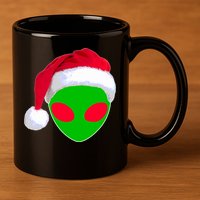 Alien Santa Claus Hat Christmas Logo 11oz C Handle Ceramic Mug