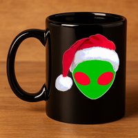 Alien Santa Claus Hat Christmas Logo 11oz C Handle Ceramic Mug