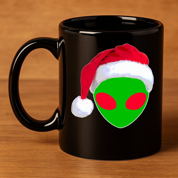 Alien Santa Claus Hat Christmas Logo 11oz C Handle Ceramic Mug