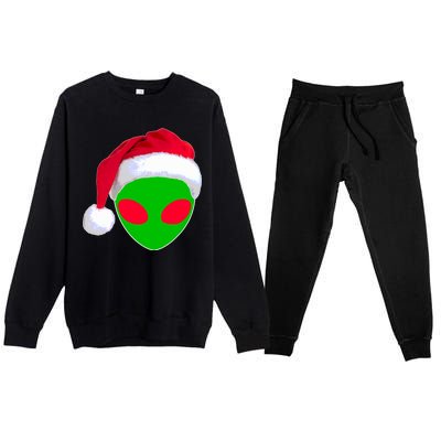 Alien Santa Claus Hat Christmas Logo Premium Crewneck Sweatsuit Set