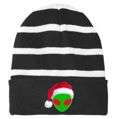 Alien Santa Claus Hat Christmas Logo Striped Beanie with Solid Band