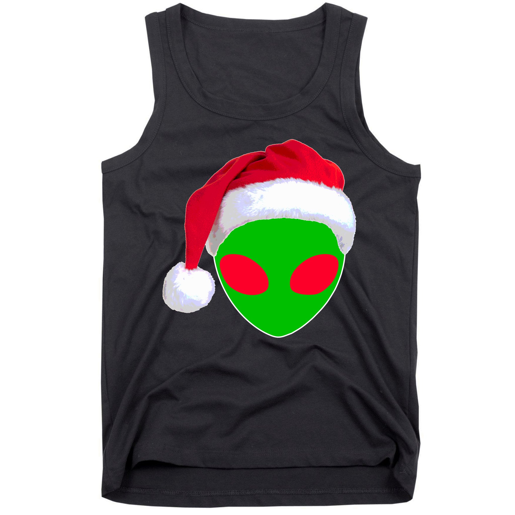 Alien Santa Claus Hat Christmas Logo Tank Top