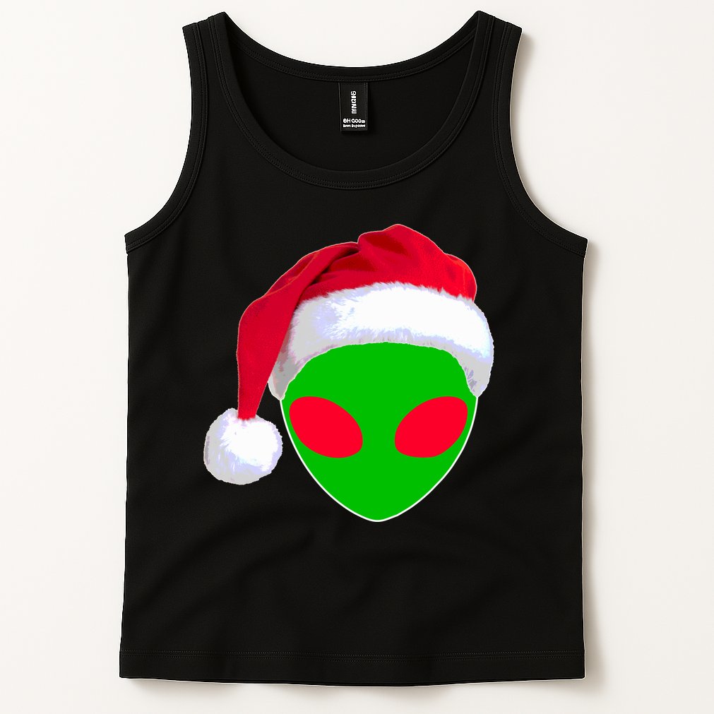 Alien Santa Claus Hat Christmas Logo Tank Top