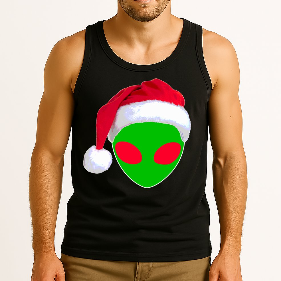 Alien Santa Claus Hat Christmas Logo Tank Top