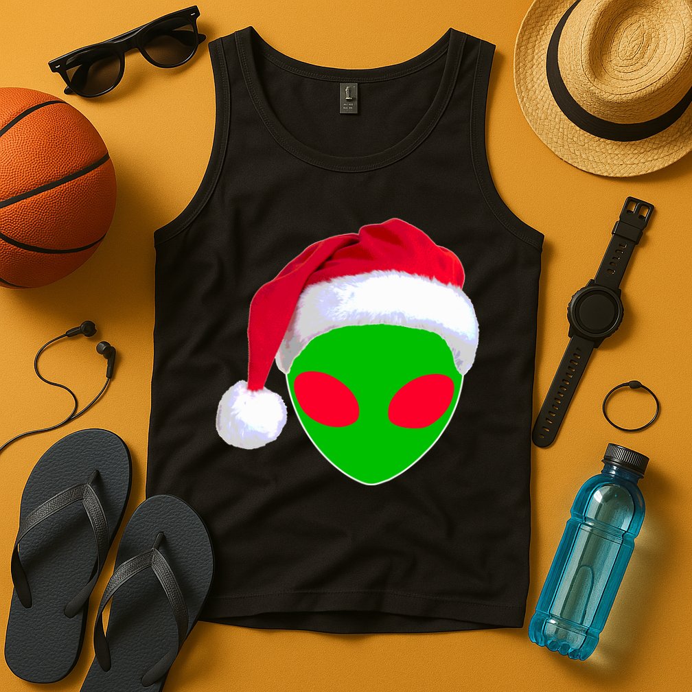 Alien Santa Claus Hat Christmas Logo Tank Top