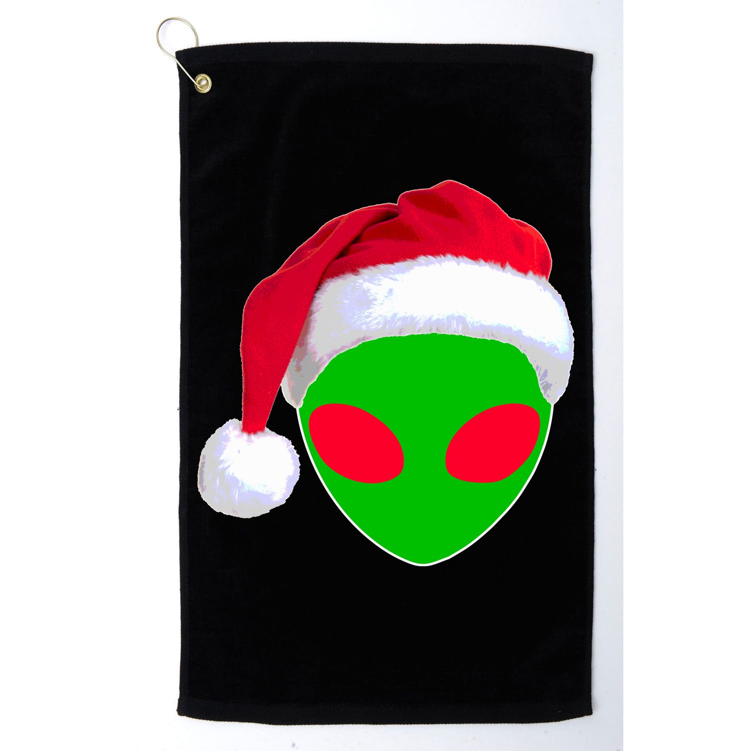 Alien Santa Claus Hat Christmas Logo Golf Towel
