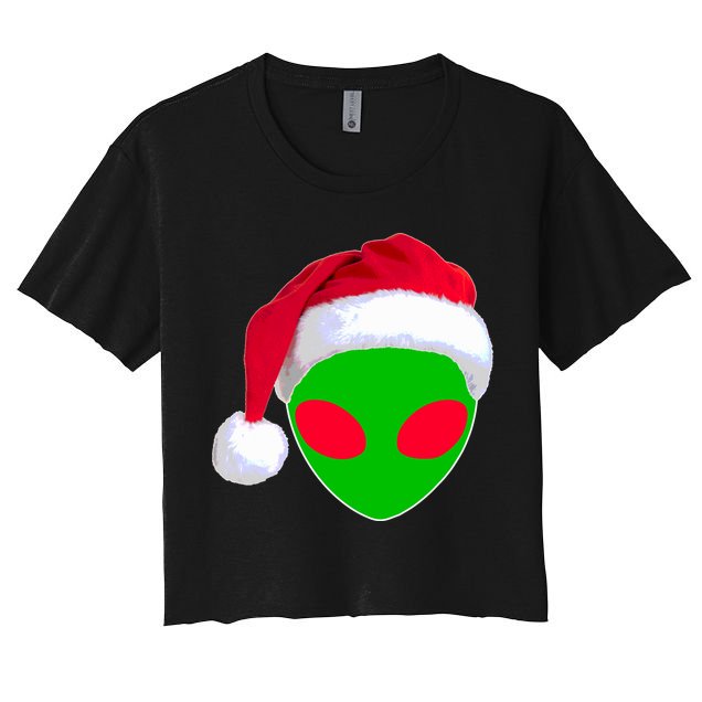 Alien Santa Claus Hat Christmas Logo Crop Top