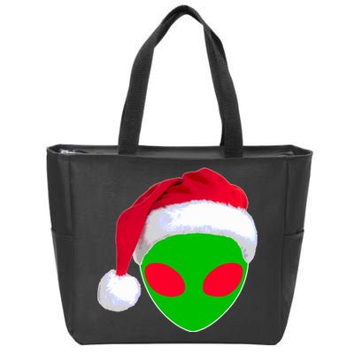 Alien Santa Claus Hat Christmas Logo Zip Tote Bag