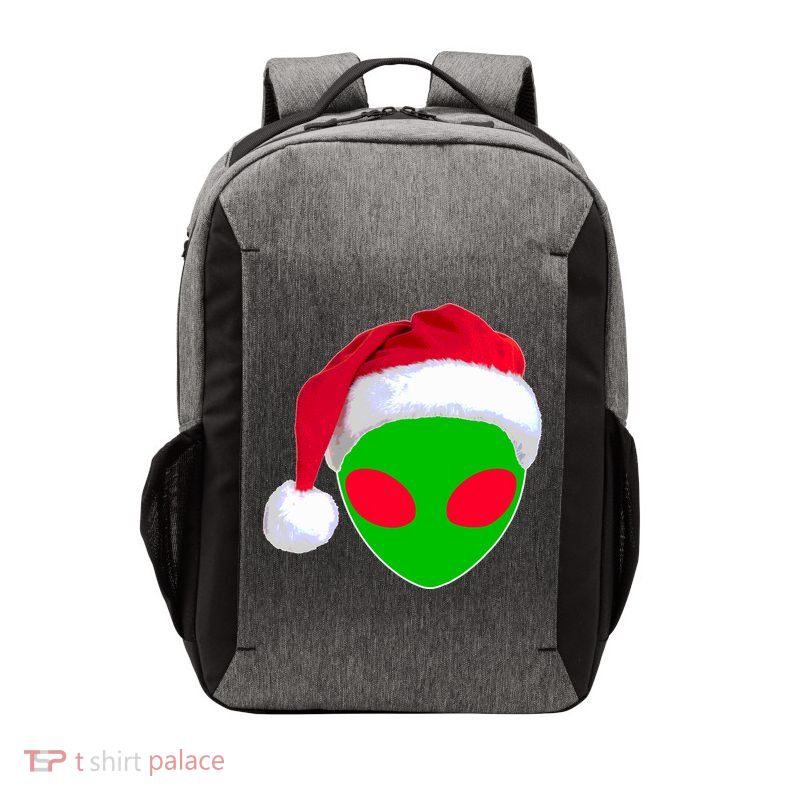 Alien Santa Claus Hat Christmas Logo Vector Backpack