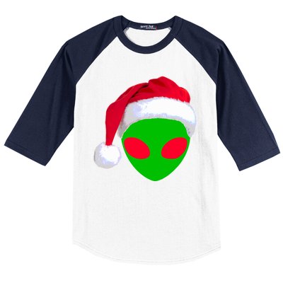 Alien Santa Claus Hat Christmas Logo Baseball Sleeve Shirt