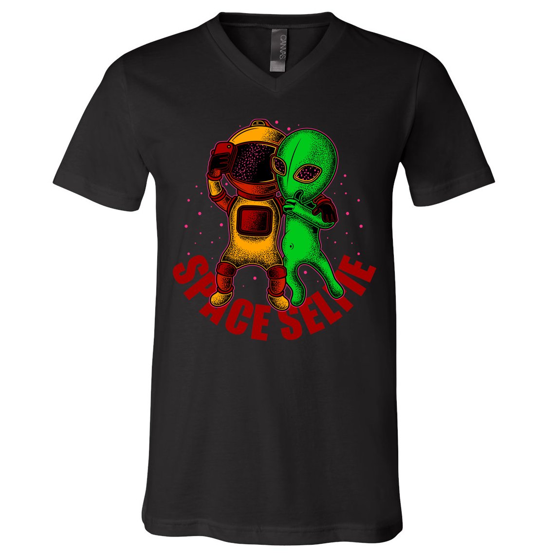 Alien Space Selfie V-Neck T-Shirt