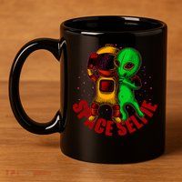 Alien Space Selfie 11oz C Handle Ceramic Mug