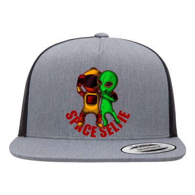 Alien Space Selfie Flat Bill Trucker Hat